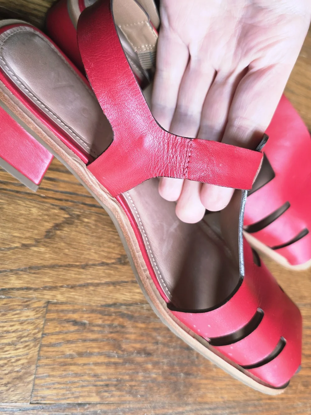 Red Women’s Fisherman Leather Sandals - Comfortable Summer Buckle Sandals